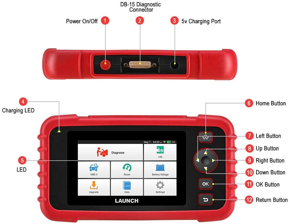 Launch CRP129X Car Diagnostic Tool Auto OBD Scanner Code Reader TPMS SRS SAS EPB