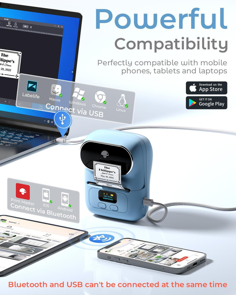 Phomemo M110 Label Makers - Barcode Thermal Bluetooth Label Printer