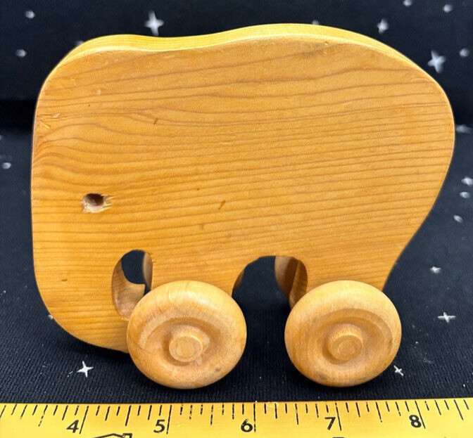 VTG Wood Elephant Pull Toy 5"