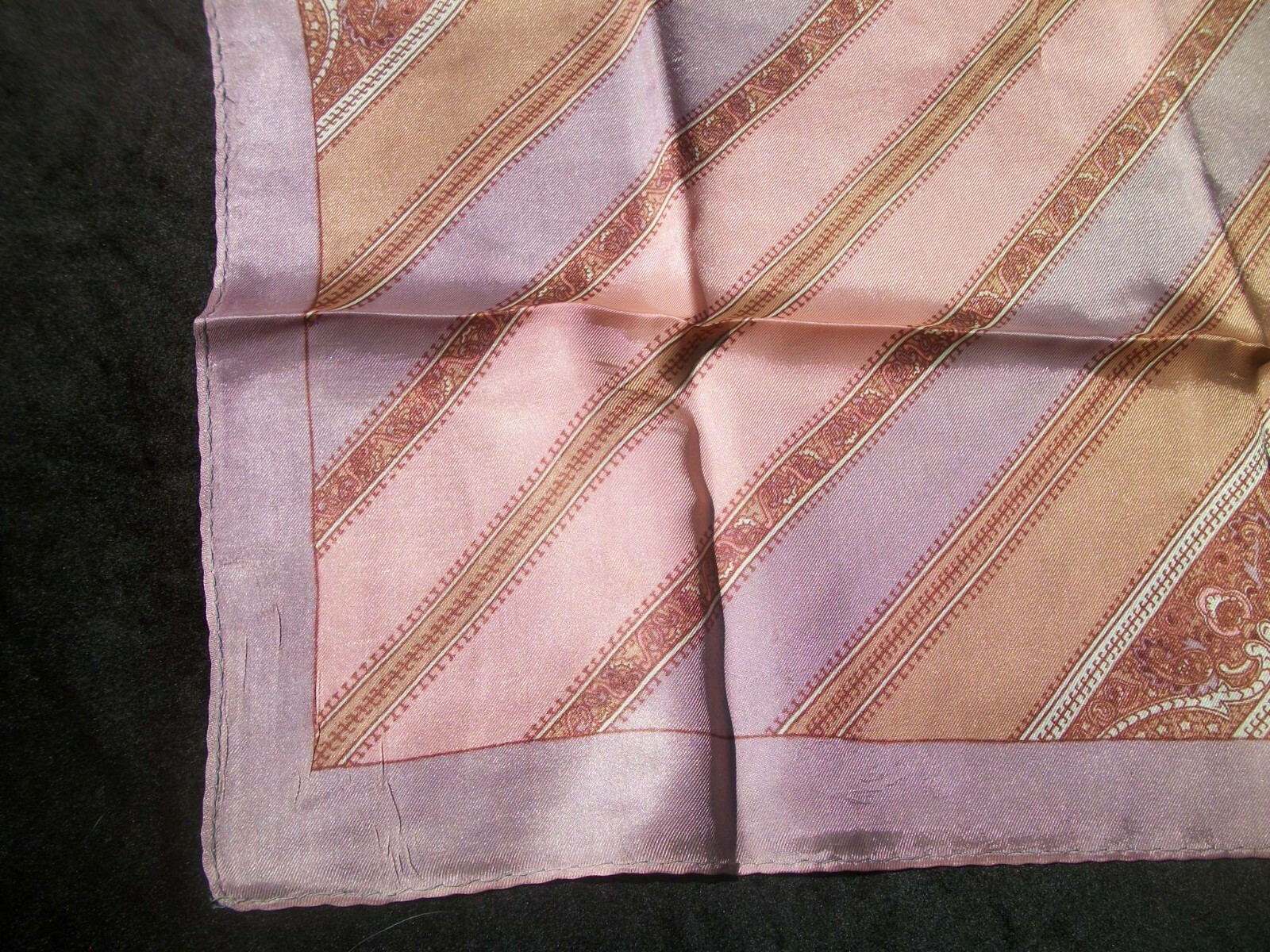 Vintage Scarf Printed Shades of Mauve Lavender Tan SC67