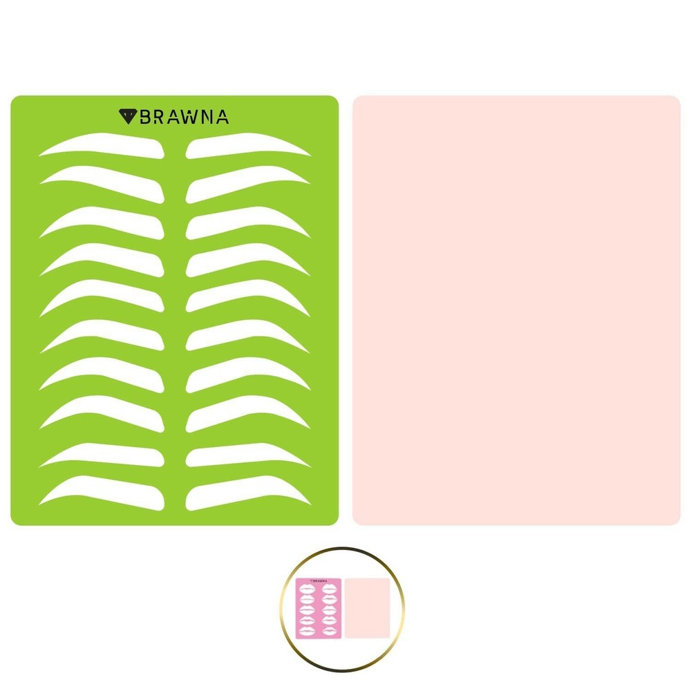 BRAWNA Eyebrow Practice Stencil with Microblading Skin - PMU Supplies