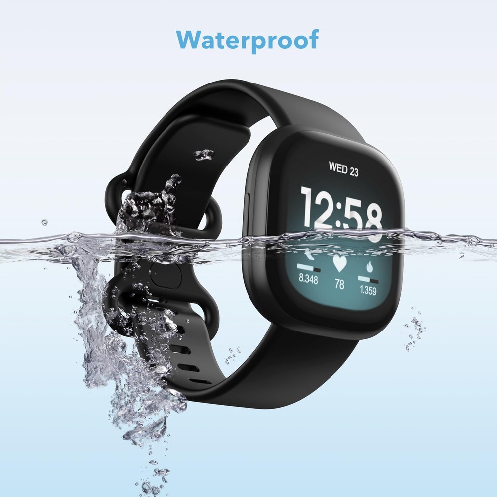 2 Pack Waterproof Bands Compatible with Fitbit Versa 3 / Fitbit Versa 4 / Fit...