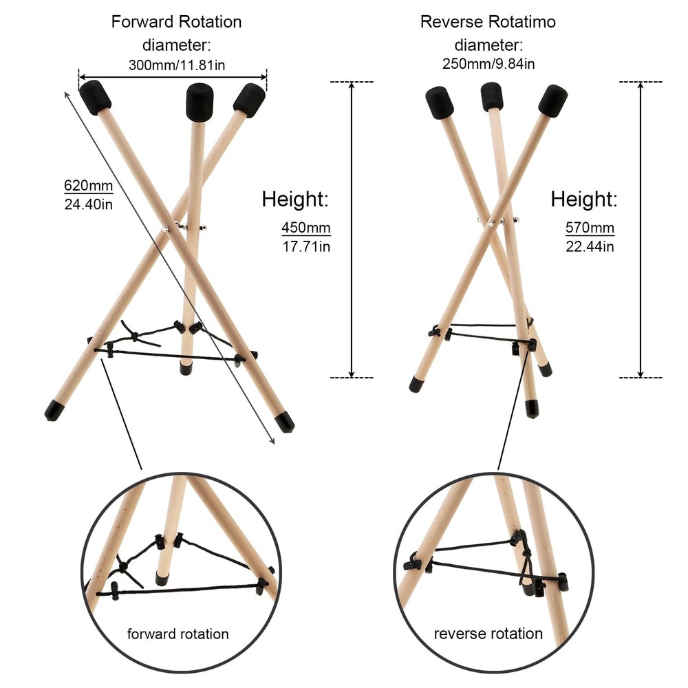 Handpan Drum Stand, Solid Beech Wood Tongue Drum Bracket, Adjustable Tripod S...