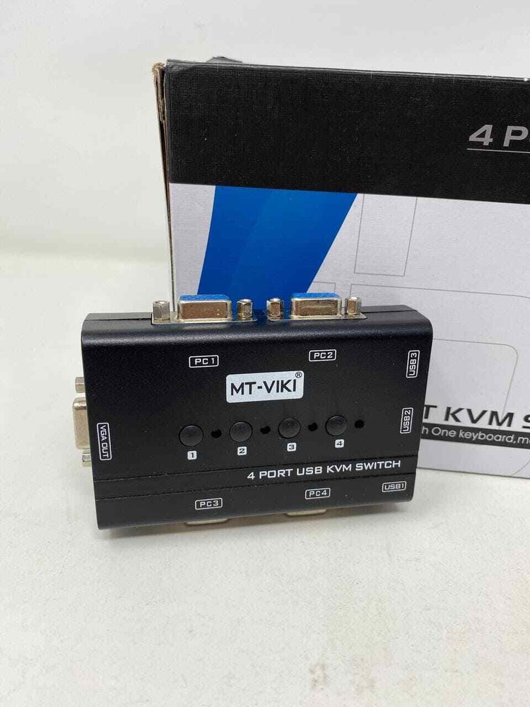 Mt-ViKi 4 Port KVM Switch with 4PC KVM Cable Open Box