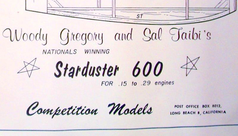 STARDUSTER 600 PLAN + PARTS PATTERNS for Sal's Hi-Thrustline FF Model Airplane