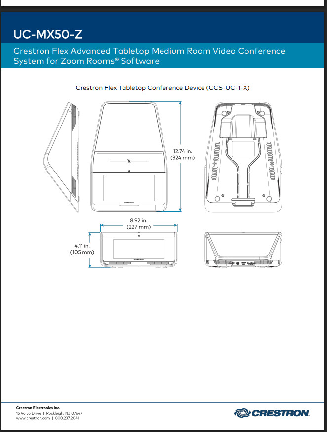 Crestron UC-MX50-Z-KIT Flex Advanced Tabletop Video Conference System
