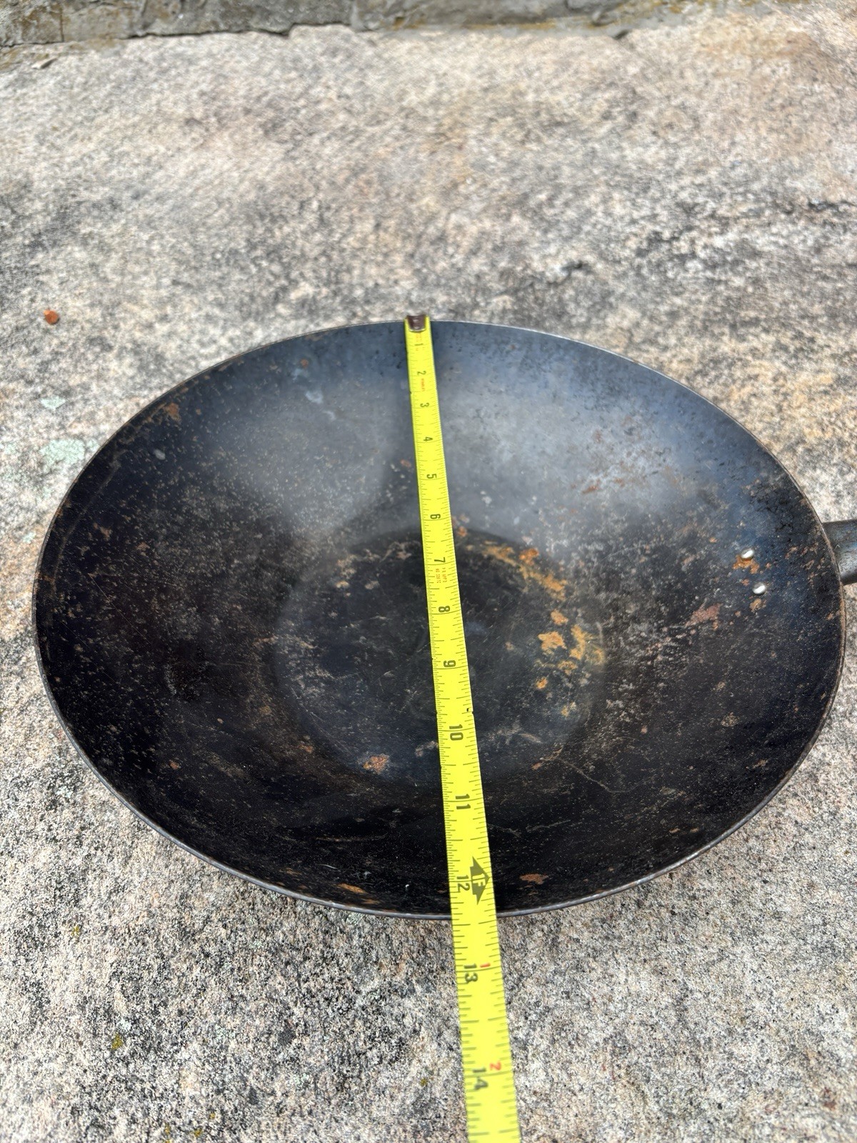 Hand Forged Carbon Steel 12” Flat Bottom Wok WEYH Gan Shan Single Handle USA