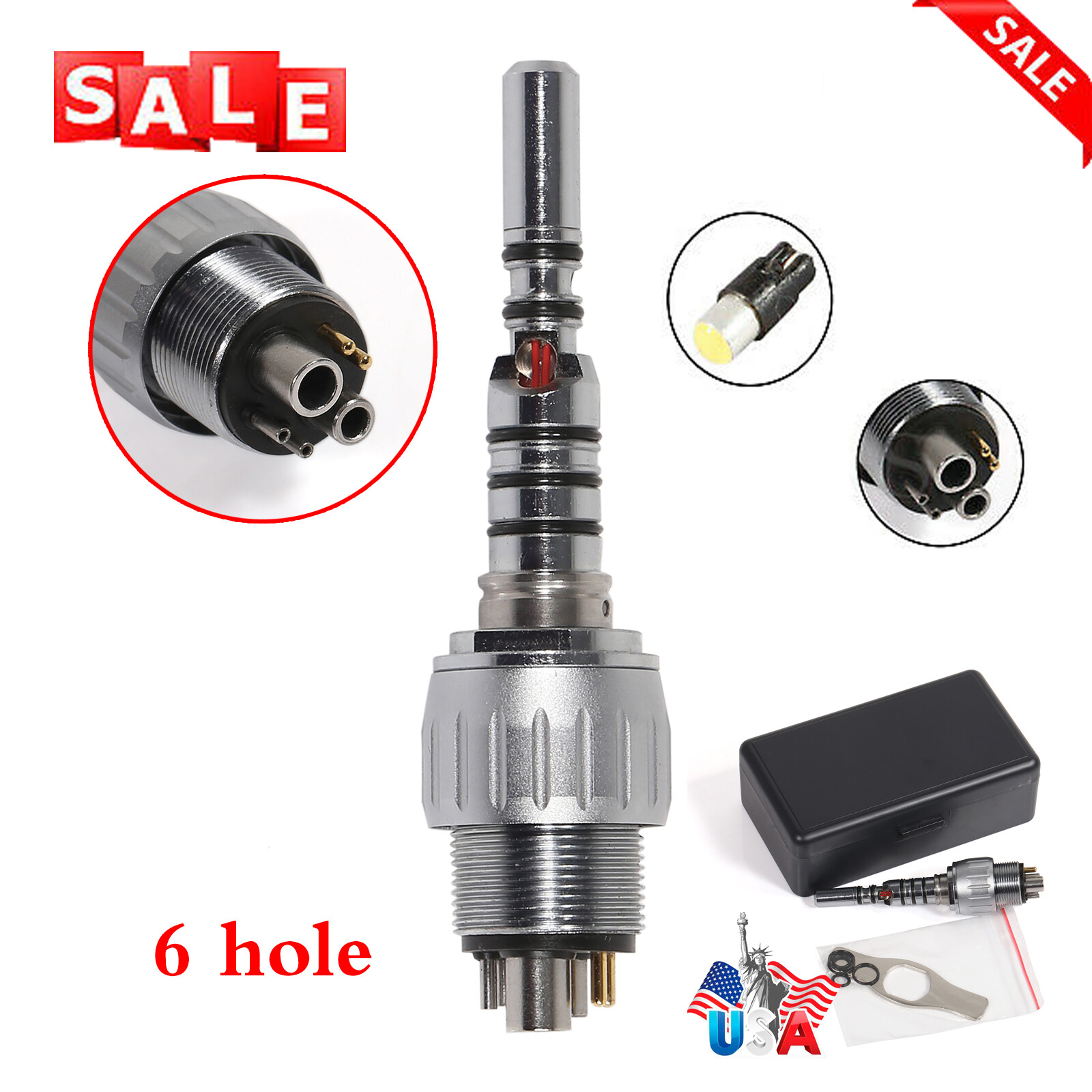 Dental High Speed Handpiece Fiber Optic LED For KAVO Multiflex Coupler 4/6H