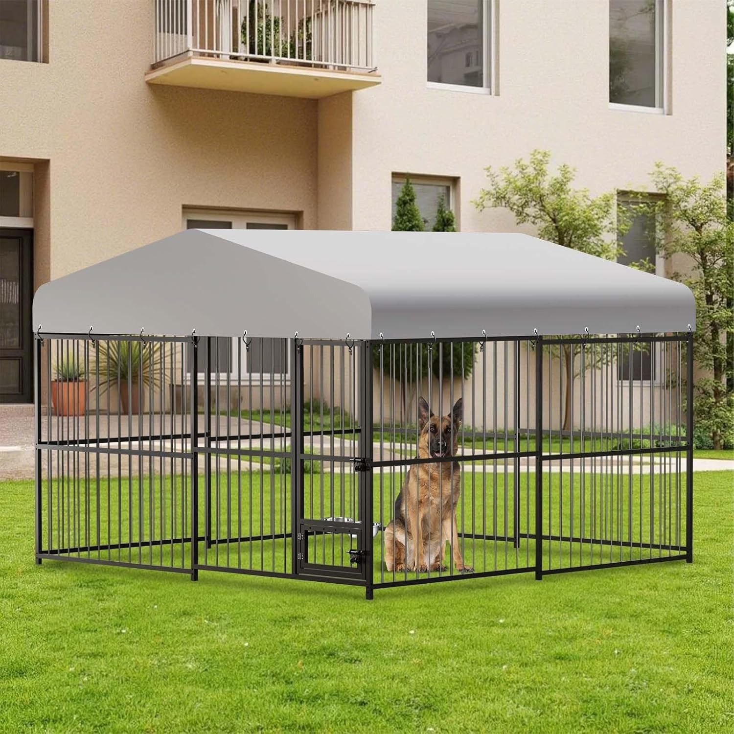 Heavy Duty Dog Kennel Pet Metal Playpen Large Animal Cage Outdoor 10x10x6FT