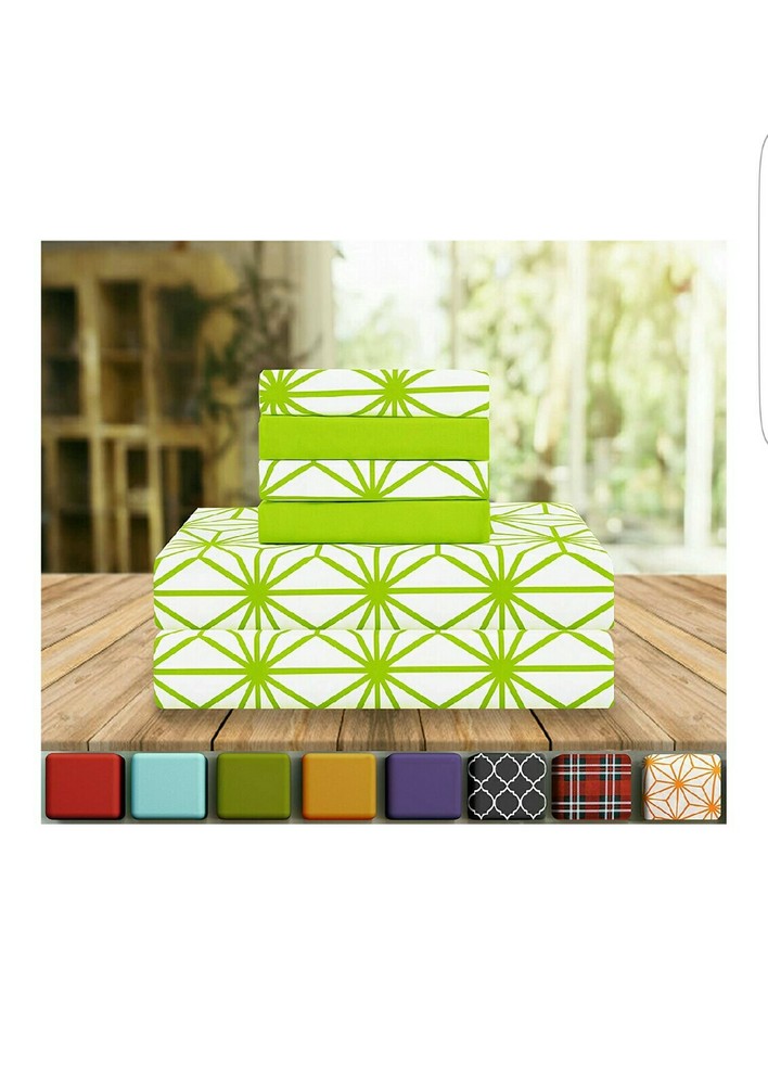 Shet Sheets Cube Pattern 1500 Thread Count (6-Piece Set) Queen Size