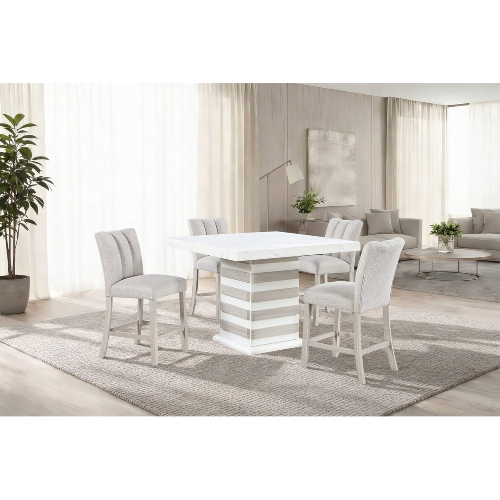 Modern Gray Wood Rectangular Dining Side Chairs, Solid Back, Set of 2