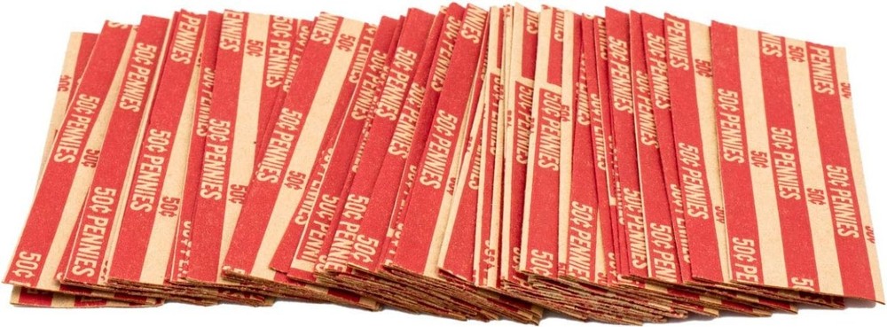 100 Flat Penny Coin Wrappers - Color-Coded for Easy Organization