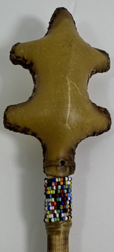 Rawhide Percussion Rattle with Beaded Handle - Turtle