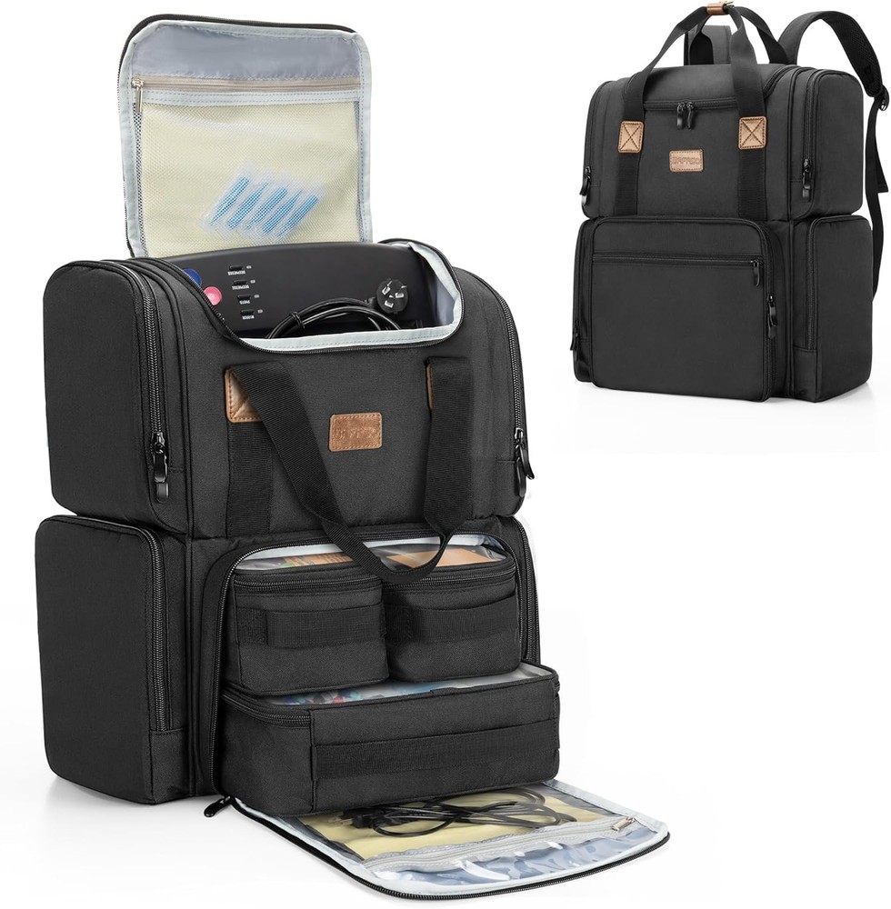 BAFASO Tattoo Backpack with 3 Inner Removable Pouches, Case Black
