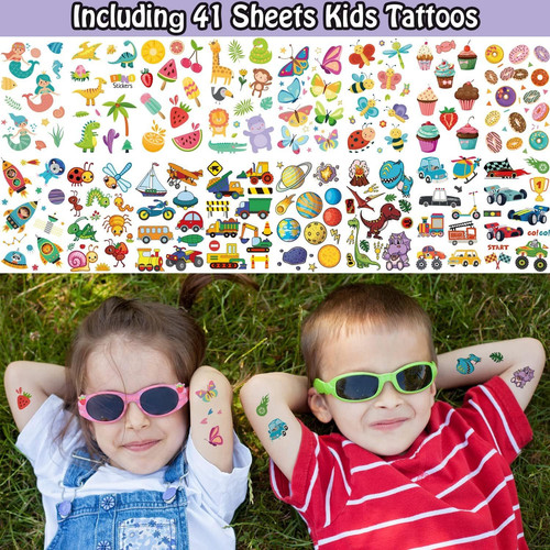 Leesgel 66 Sheets Full & Half Arm Temporary Tattoos Sleeves for Kids,...