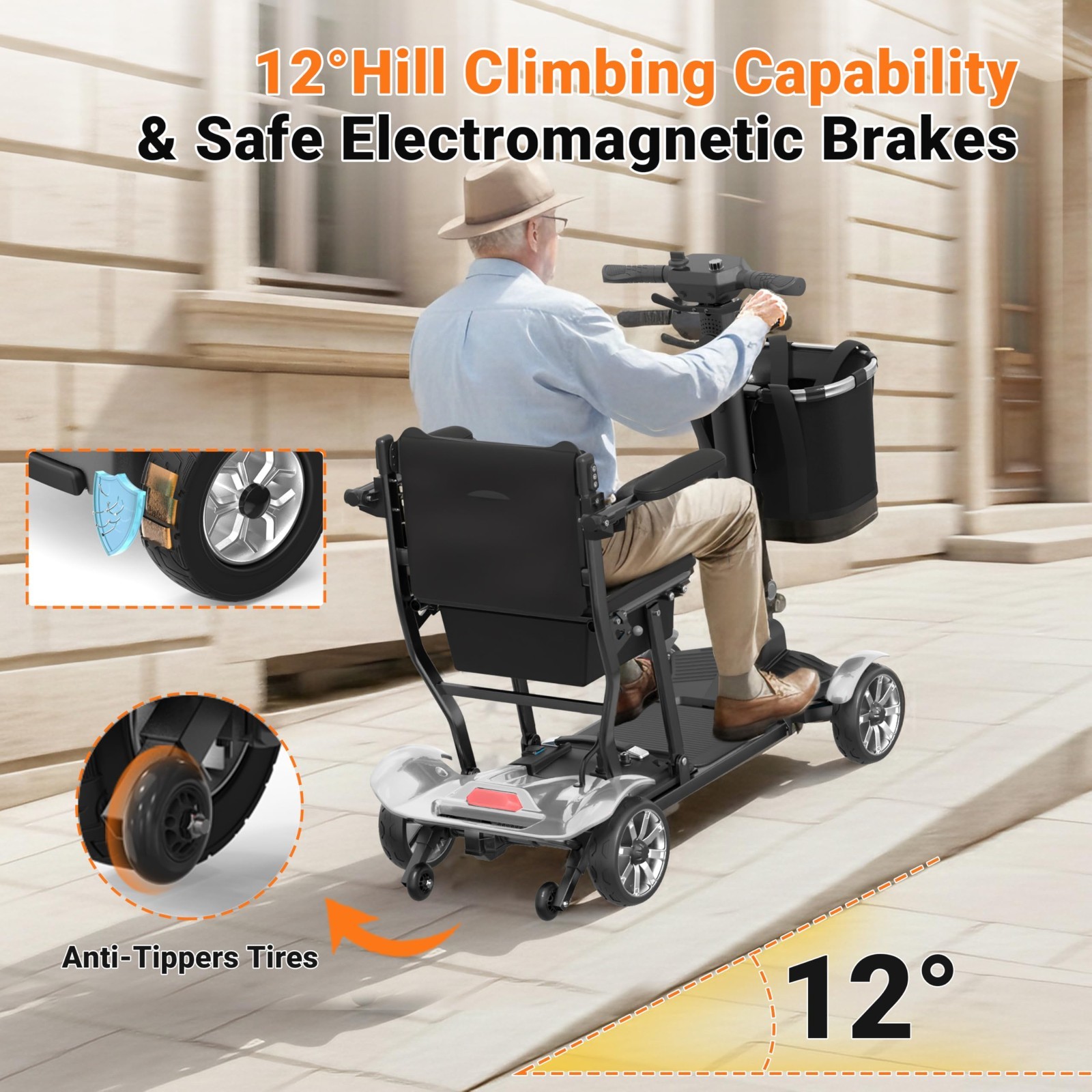 38LBS Foldable 4 Wheel Mobility Scooter for Seniors Lightweight Airline Approved