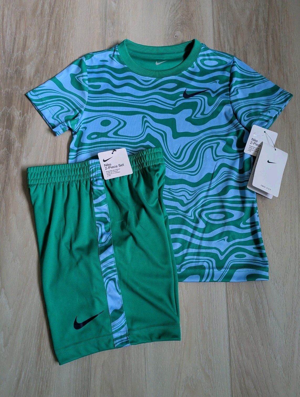 Nike TShirt & Shorts Set Boys Size 6 NWT 2 Piece Outfit Green Activewear