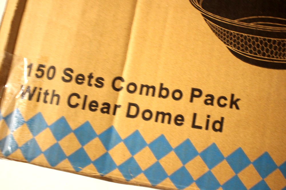 JN036B 150 SETS COMBO PACK BLACK BOWL / CLEAR DOME LID STACKABLE MICROWAVEABLE