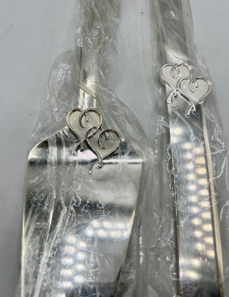 2 Piece-Lenox True Love Silver Plated Cake Serving Set Cake Server & Knife