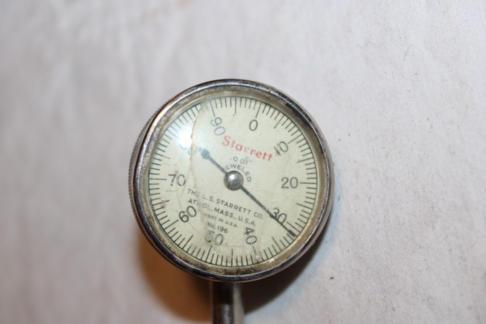 Starrett Jeweled Dial Indicator No. 196 .001” w/ Solid Bar