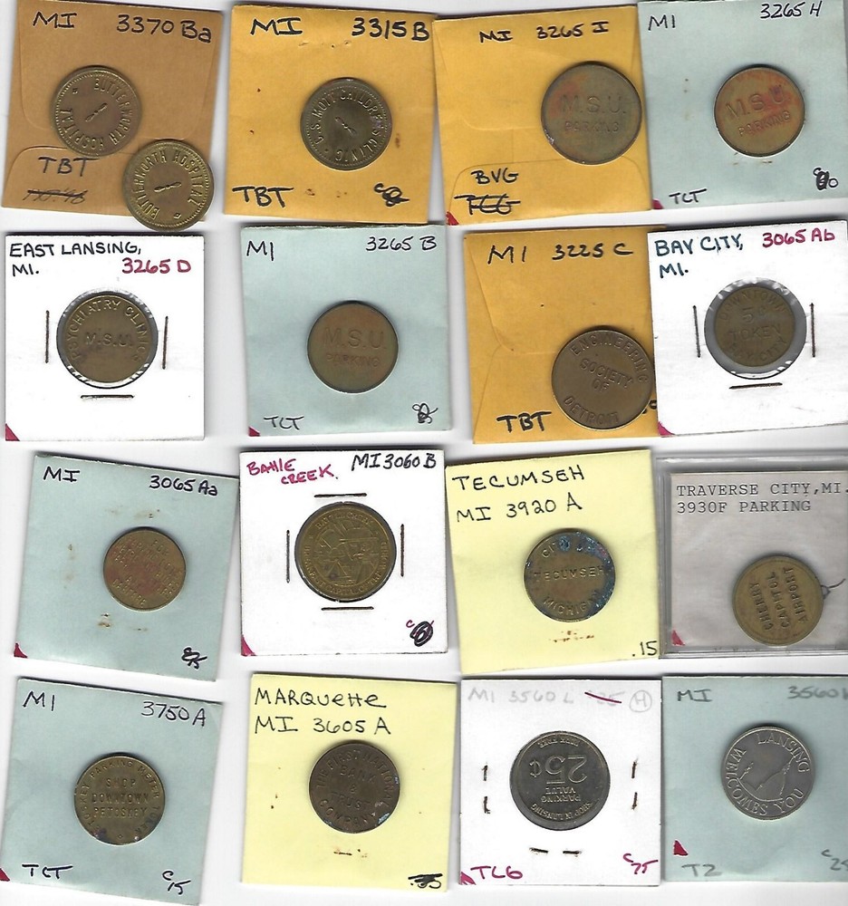MICHIGAN PARKING TOKEN COLLECTION 25 different