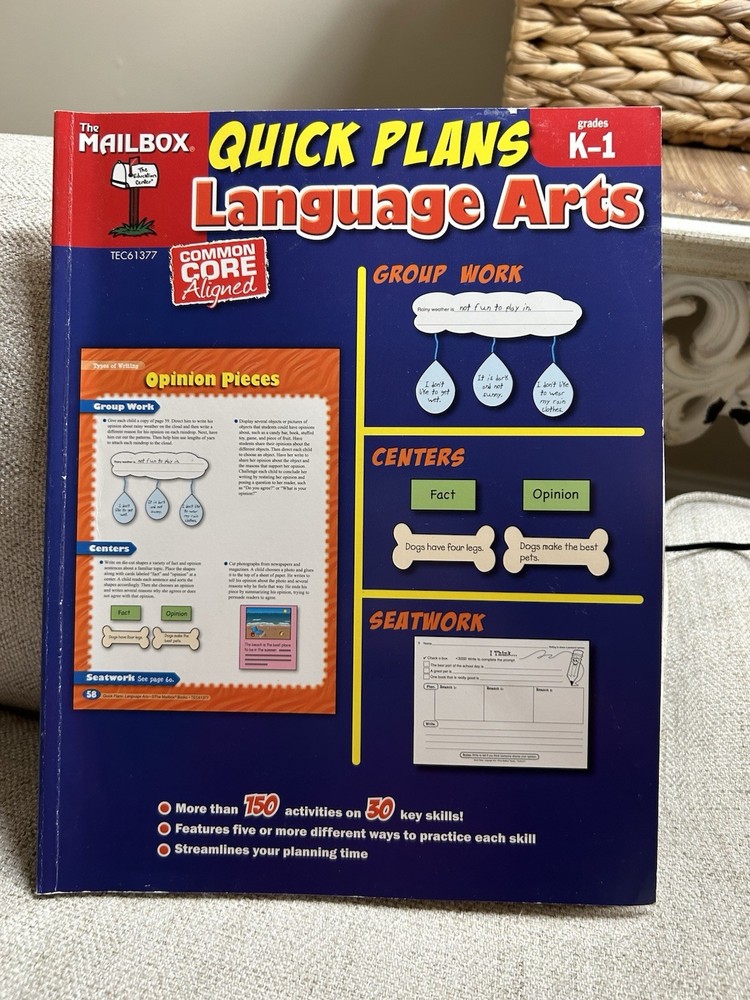 Grades K-1 The Mailbox Quick Plans Language Arts Workbook 2013 Homeschool EUC