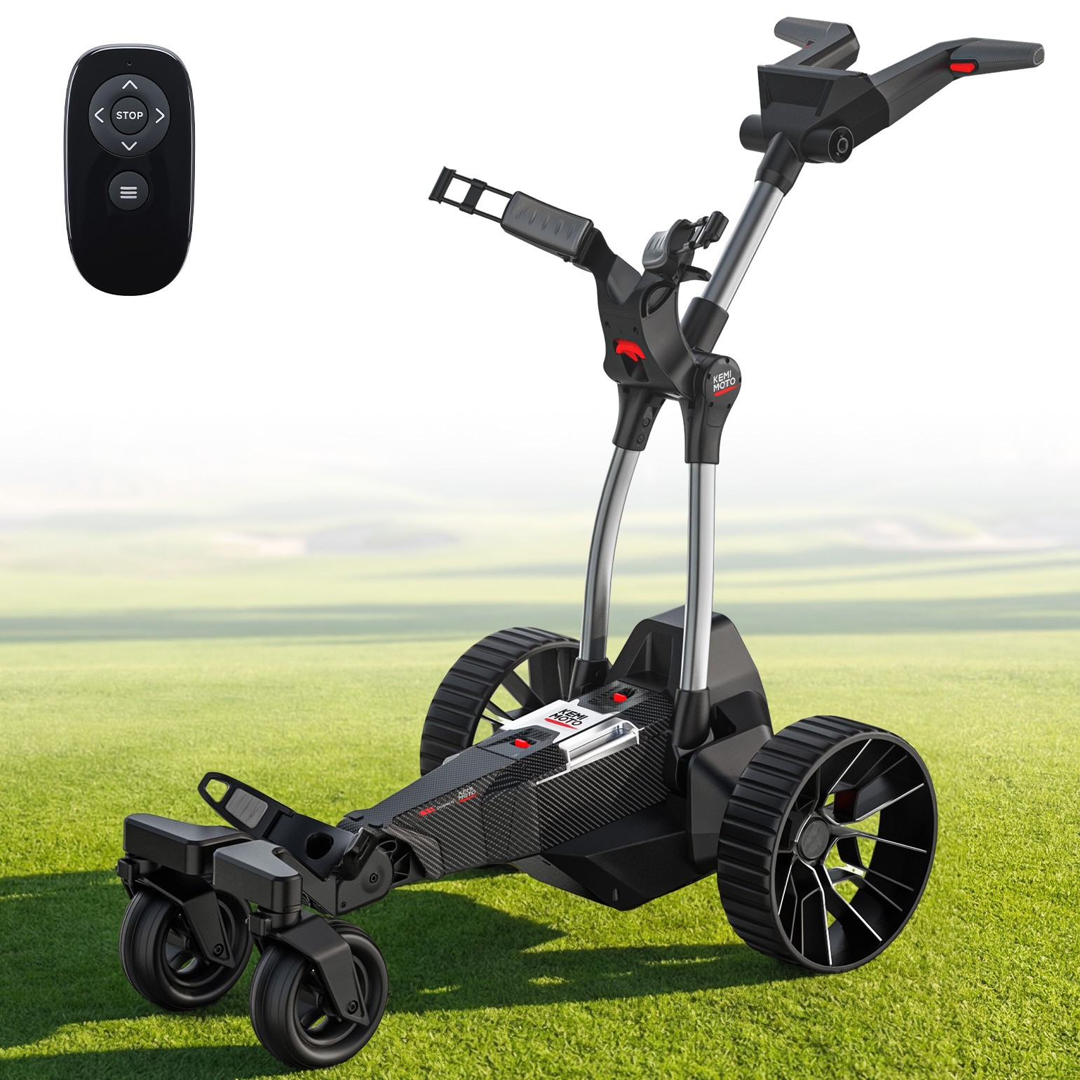 ApexR Foldable Electric Golf Push Cart Trolley Remote Control with Assist Mode