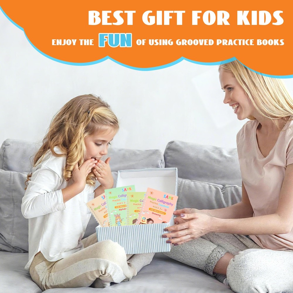 Magic Grooved Writing Practice Books, Reusable Handwriting Practice...