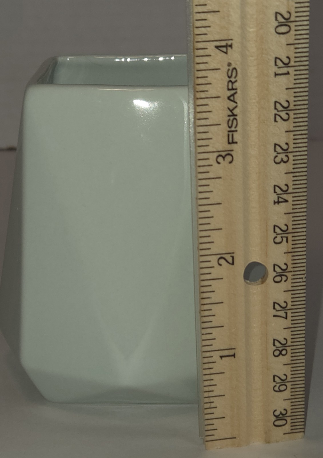 West Elm Faceted Vase Planter Small Water Street Ceramic Pale Blue