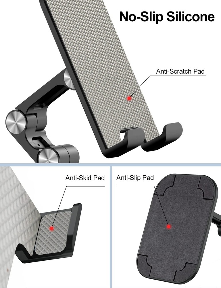 OCYCLONE Phone Stand, Adjustable Height and Angle Foldable Cell Black