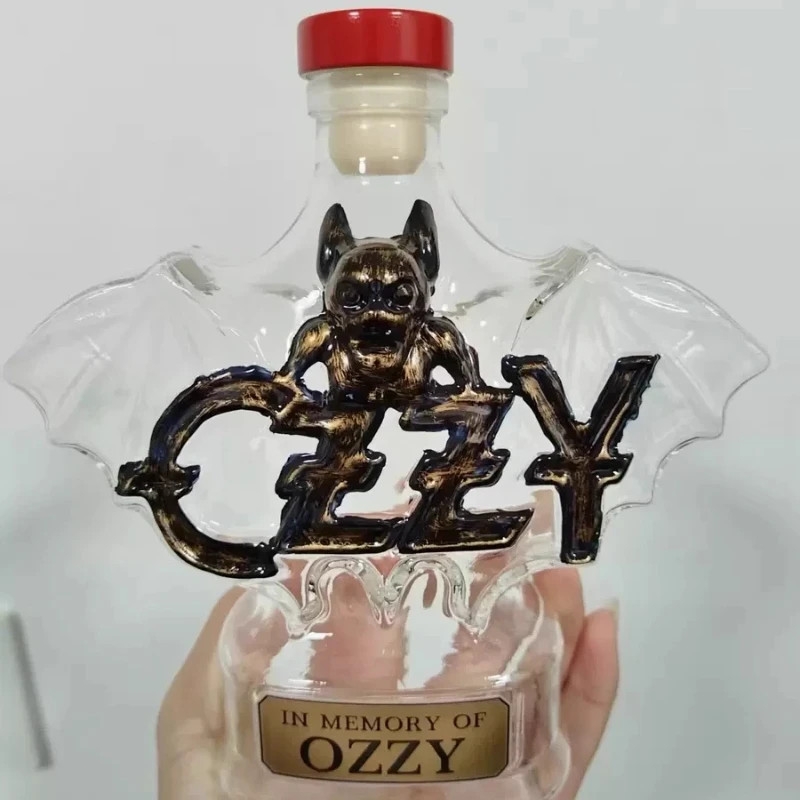 In Memory Of Ozzy Whiskey Bottle Osbourne Wing Glass Decanter Unique Gift 300ml