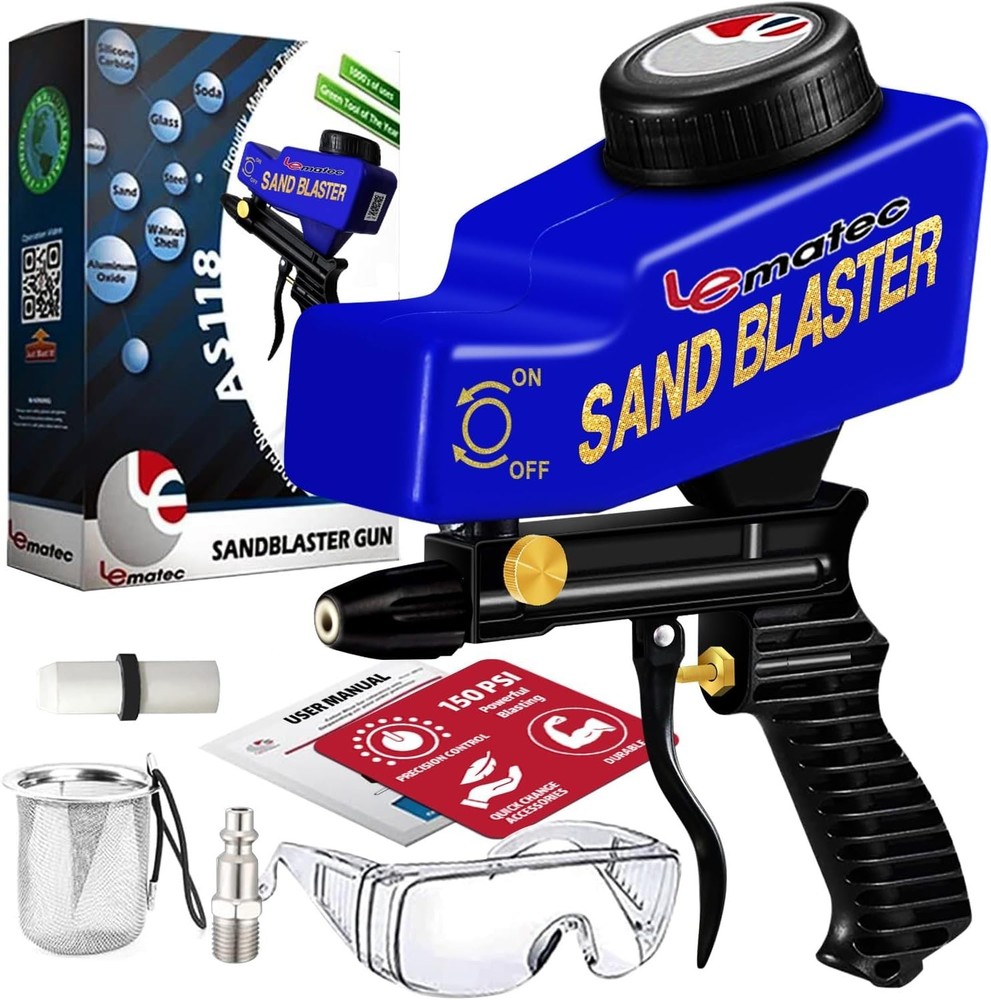 Sand Blaster Gun Kit – Portable Sandblaster Air Compressor – Rust Removal &