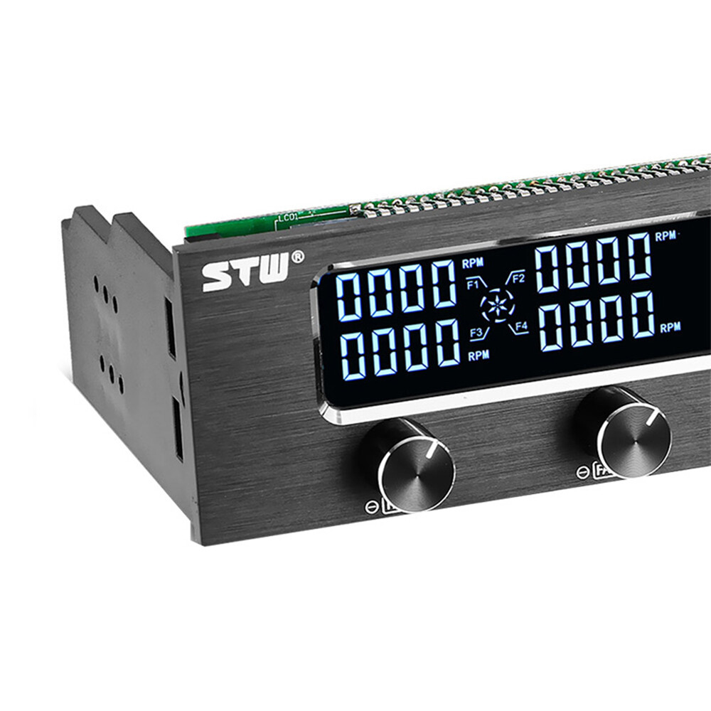 PC CPU 4 Channel Fan Controller Speed Control Adjuster LCD Cooling Front Panel