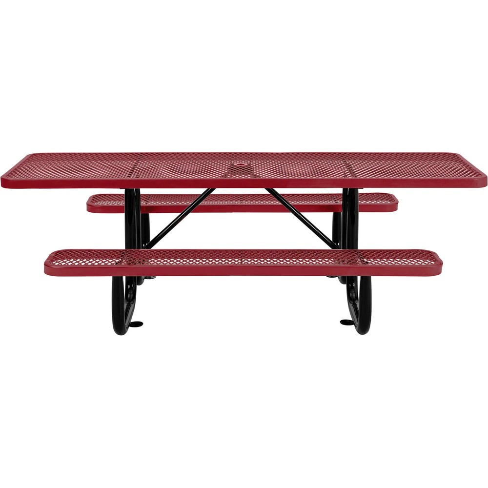 8' ADA Rectangular Picnic Table Expanded Metal Red (96" Long)
