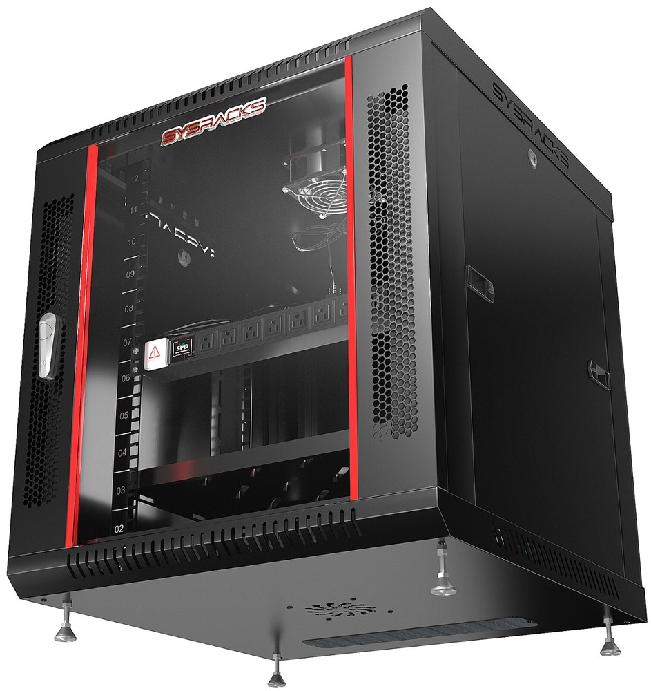 Server Rack 12U Enclosed 35-Inch Deep Cabinet Locking Networking Data Enclosure