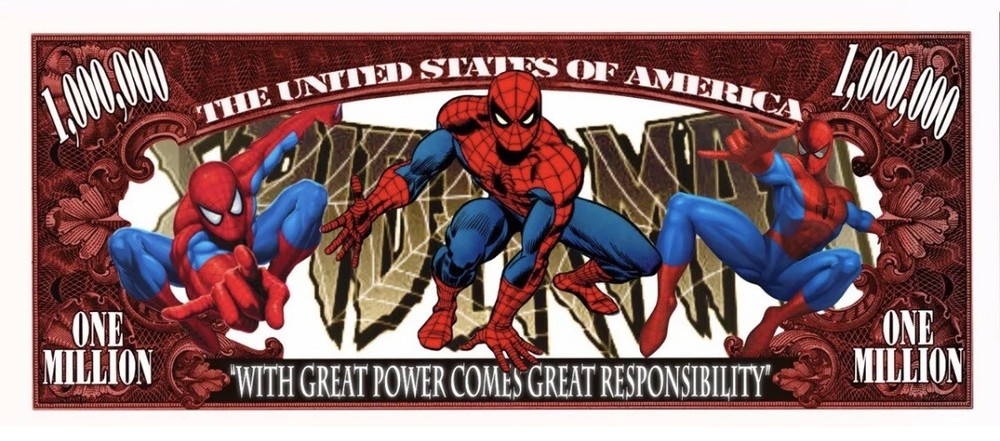 Pack of 10 Marvel Comics Spider-Man 1 Million Dollars Bills Novelty Money