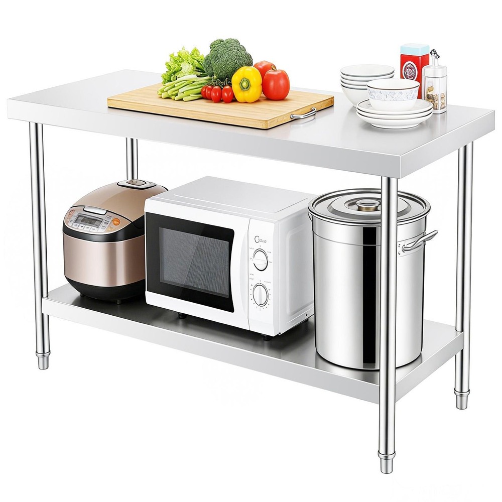 Stainless Steel Work Table 48"/72" Prep Worktable Workbench for Kitchen Garage