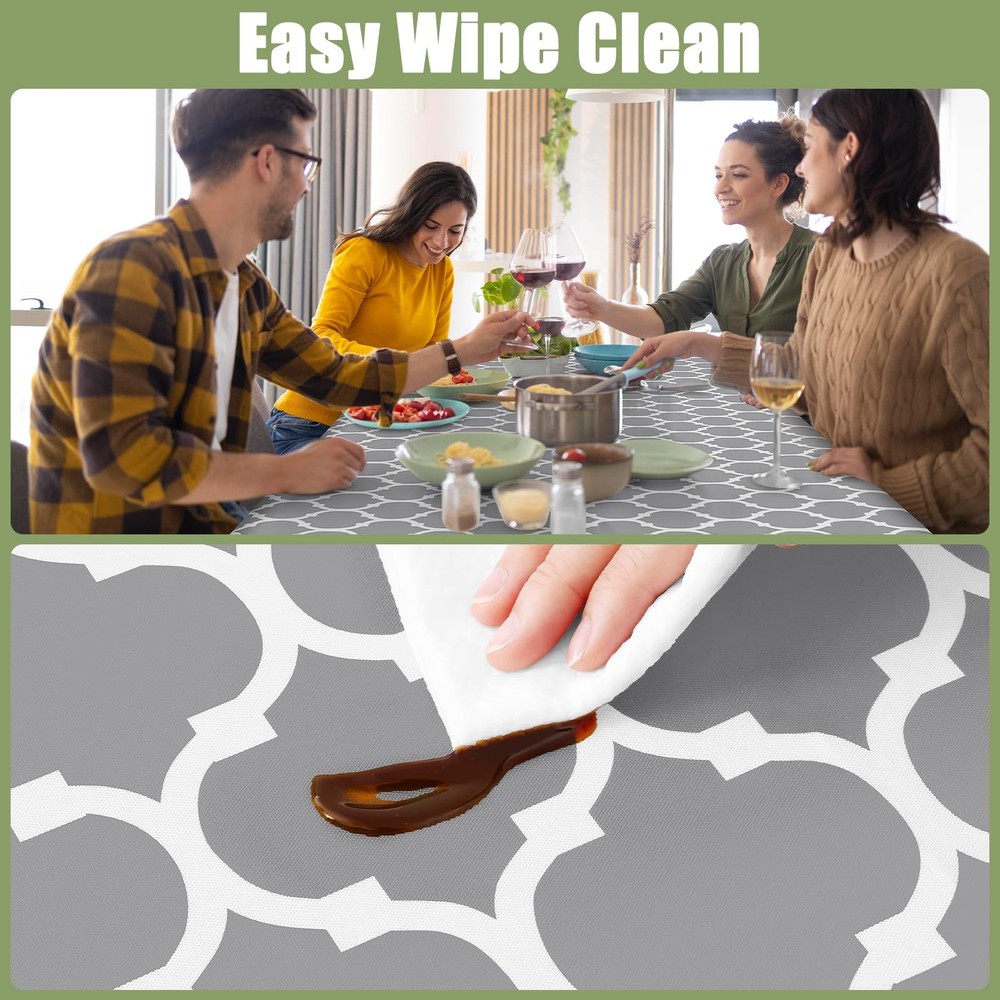 Smiry Rectangle Picnic Table Cloth, Waterproof 72" x 30" (Rectangular), Grey