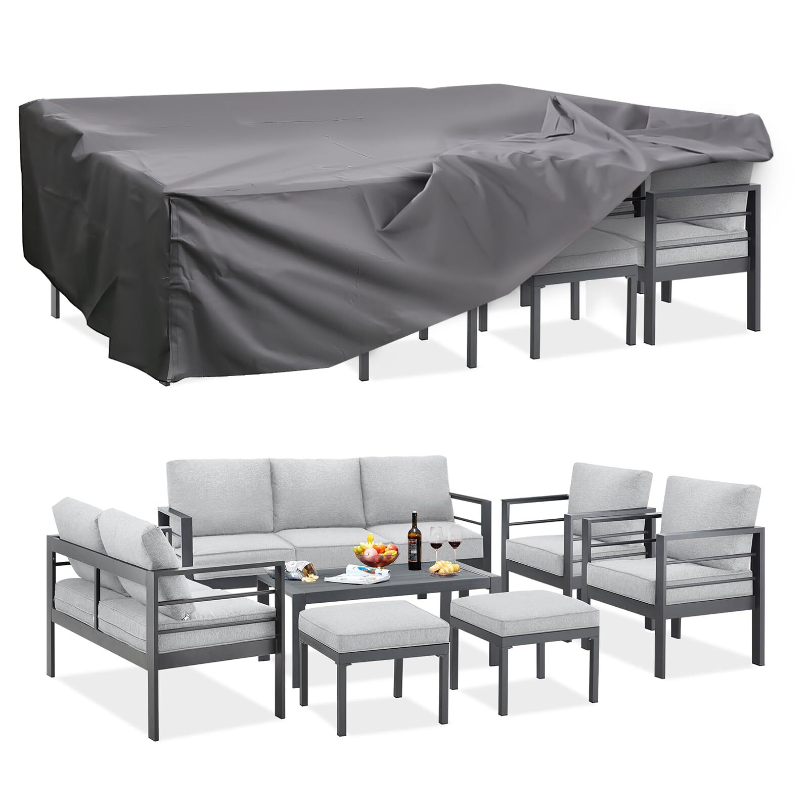 AECOJOY Aluminum Outdoor Furniture Sets Garden Conversation Set Sectional Sofa