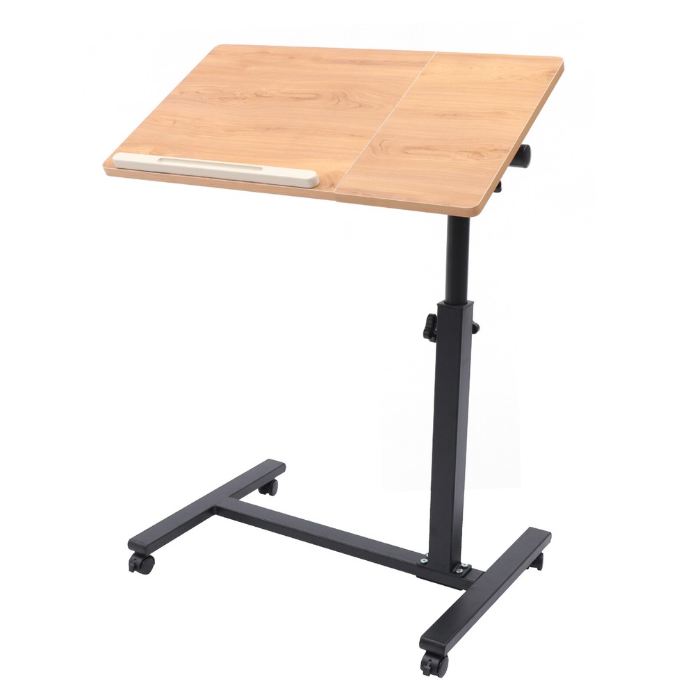 Rolling Laptop Desk Mobile Computer Stand Bed Side Table Adjustable Office Desk