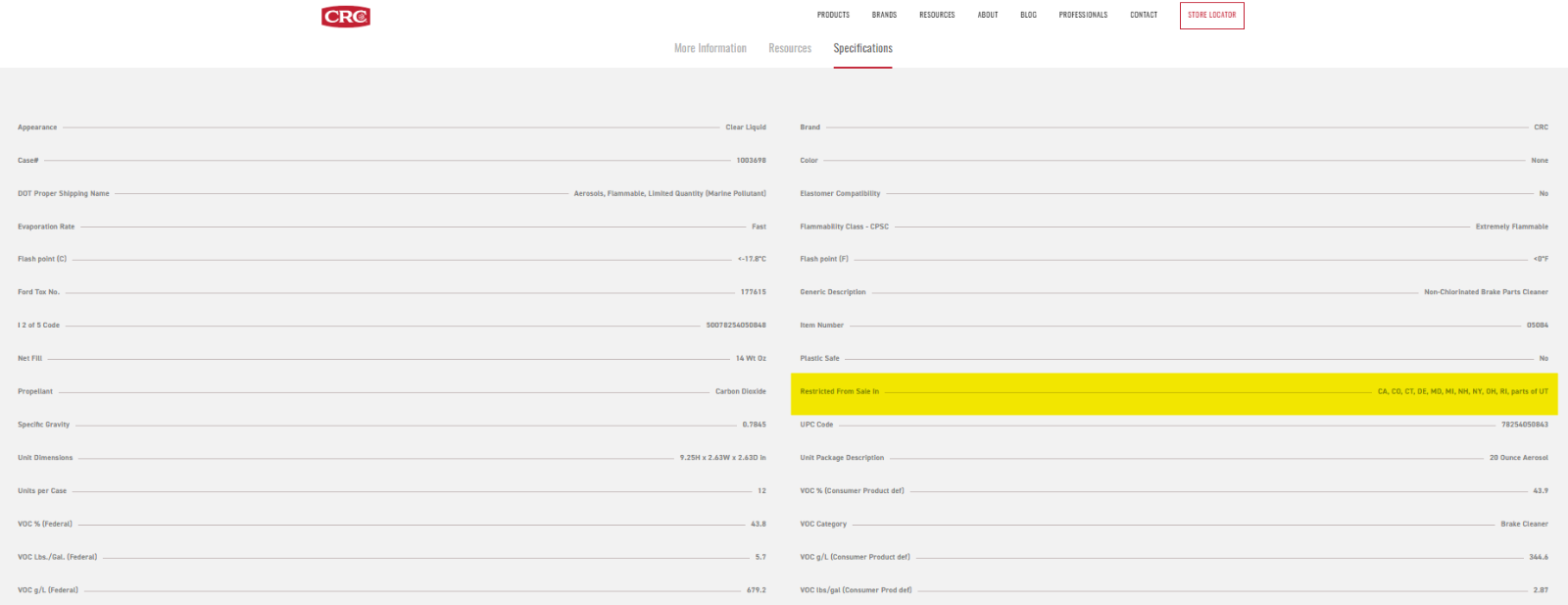Case of 12 CRC Brakleen Brake Parts Cleaner Non Chlorinated 14oz Low VOC 05084