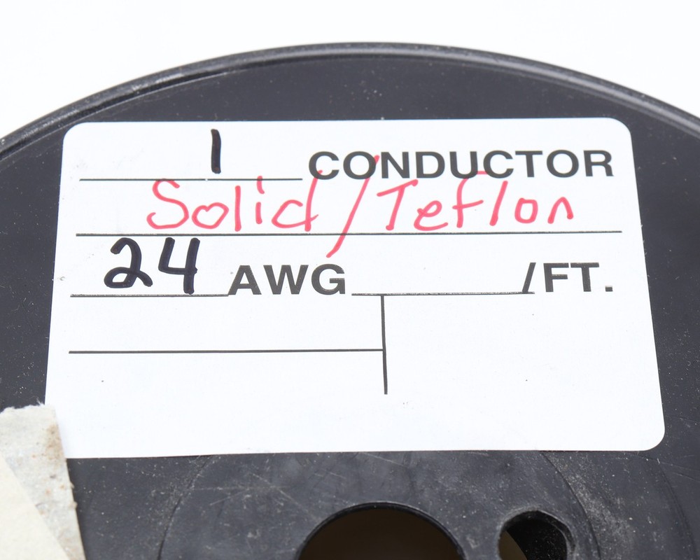 24AWG Solid Conductor Silver Plated Copper, PTFE Insulated Wire, Yellow, 100ft