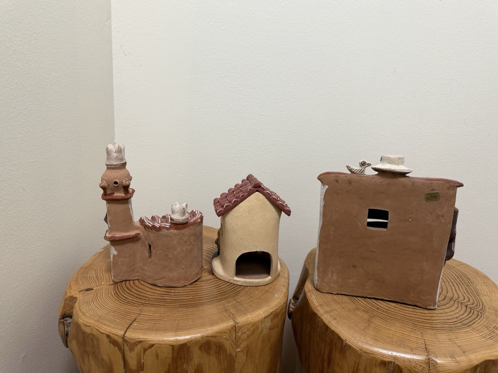 Set of 3 Large Handcrafted Peruvian Clay Pueblo Houses – Folk Art Village