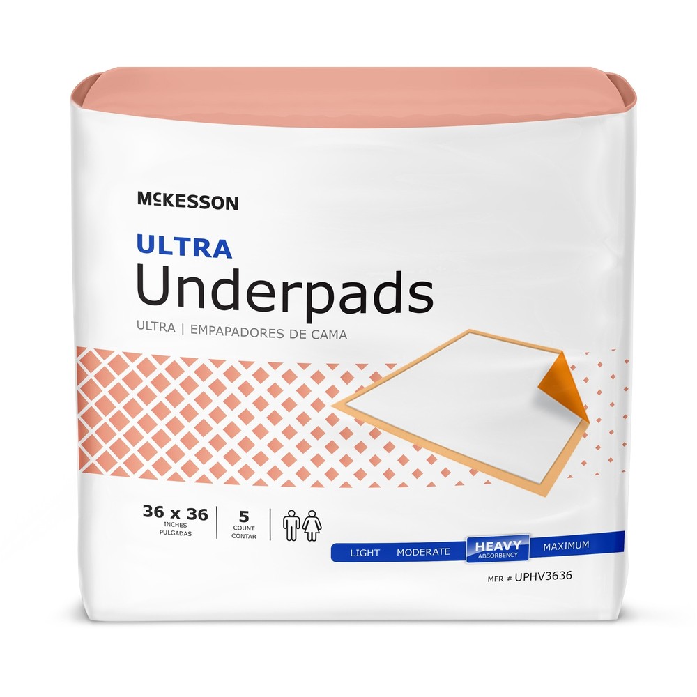 McKesson Ultra Underpad, 36'' X 36'' Fluff/Polymer Heavy Absorbency, 50/Case