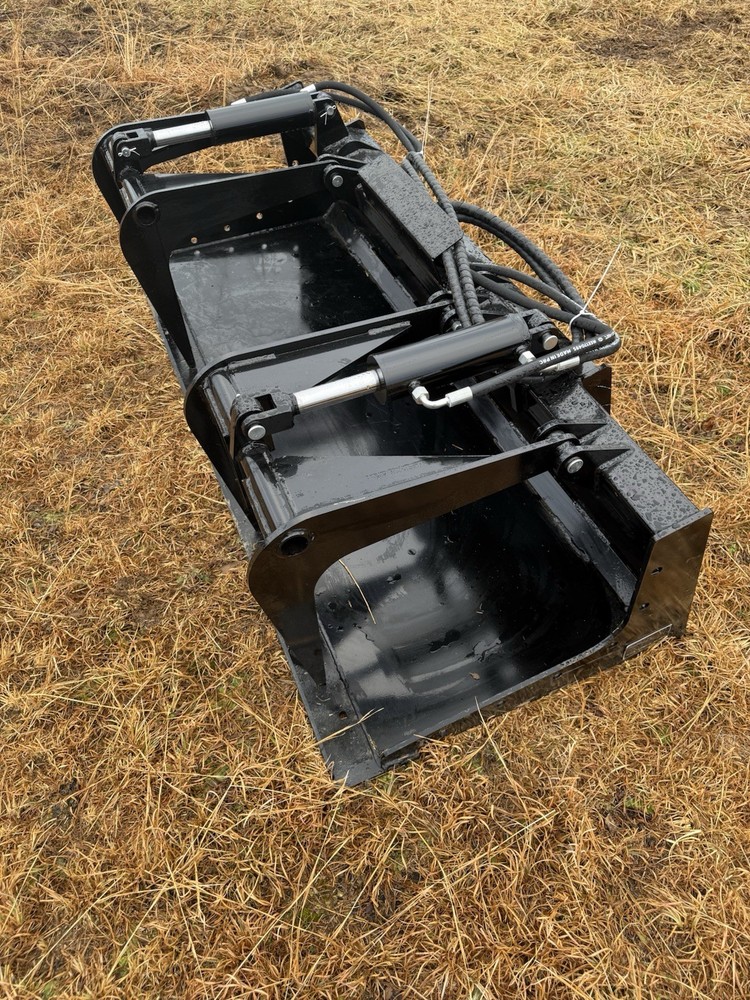 72" Solid Bottom Dual Cylinder Bucket Grapple Skid Steer Quick Attach Attachment