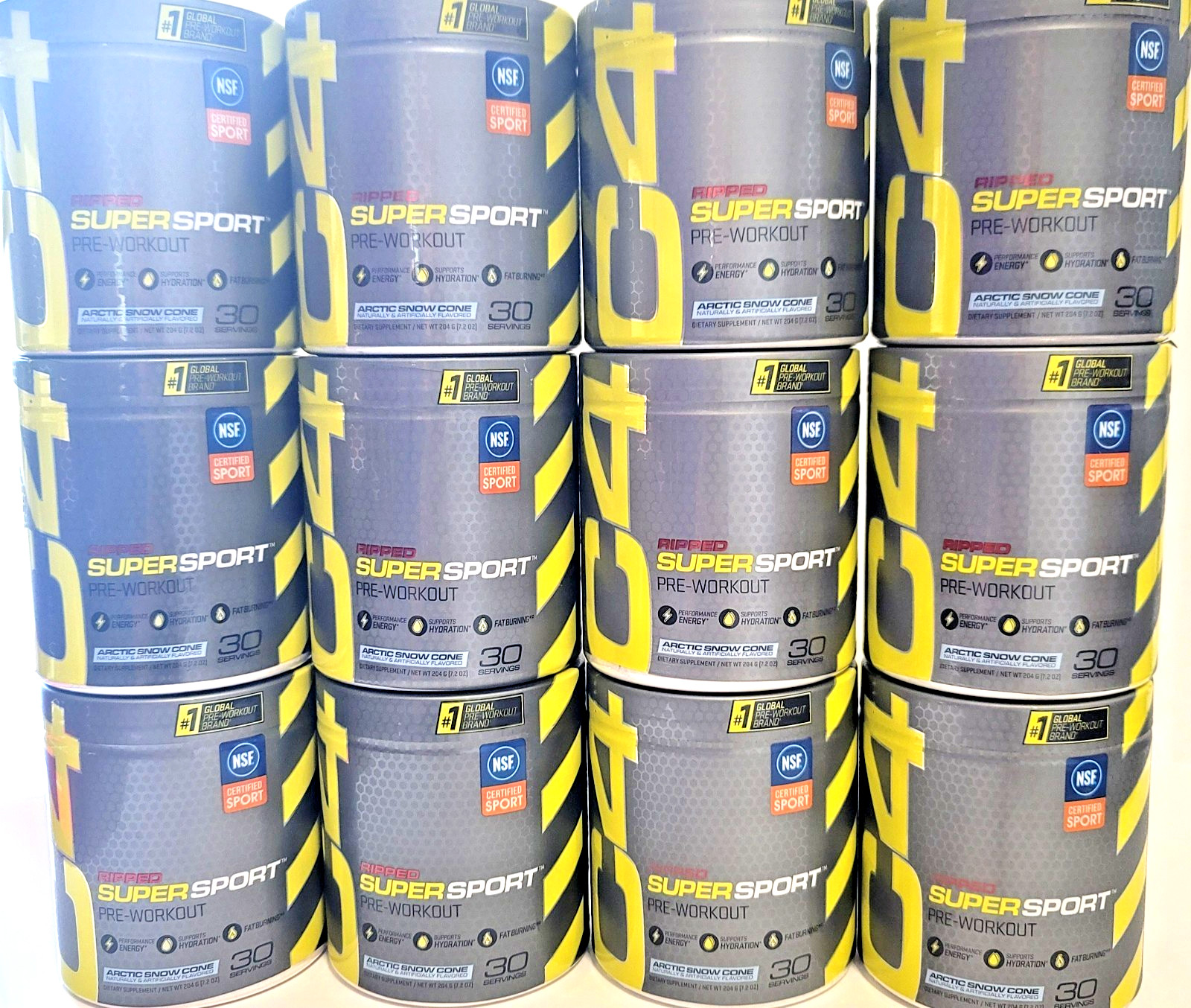 Lot of 12 C-4 Pre Workout Ripped Super Sport Artic Snow Cone EXP. 8/26 or Better