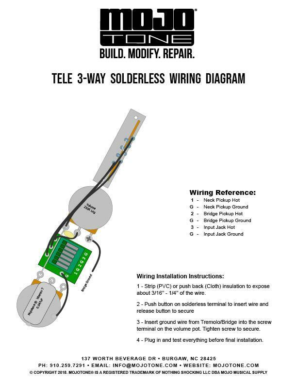 Mojotone Tele Standard Solderless Wiring Harness