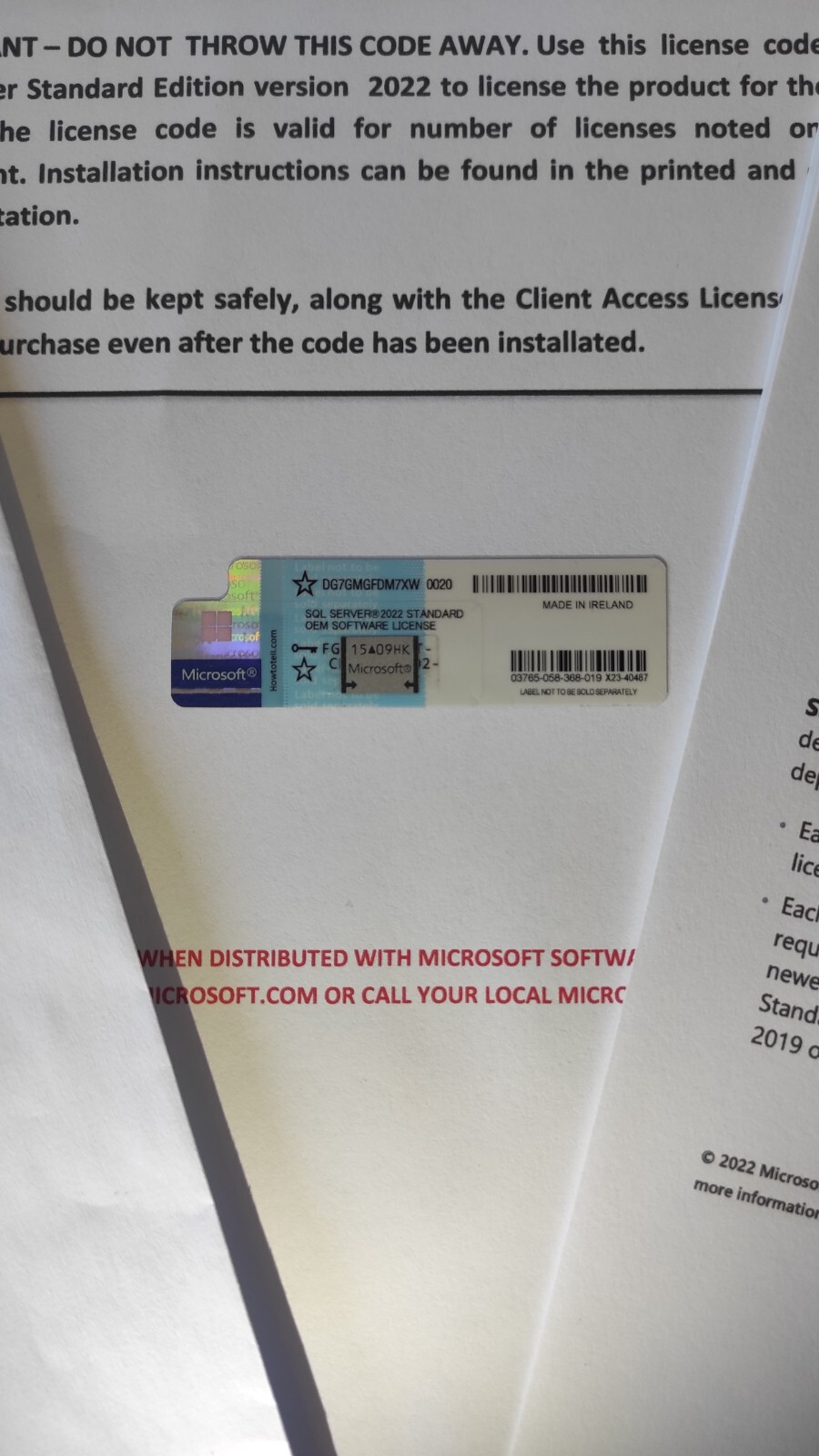 SQL Server 2022 Standard 16 Core License & DVD Unlimited CALs - Retail NEW