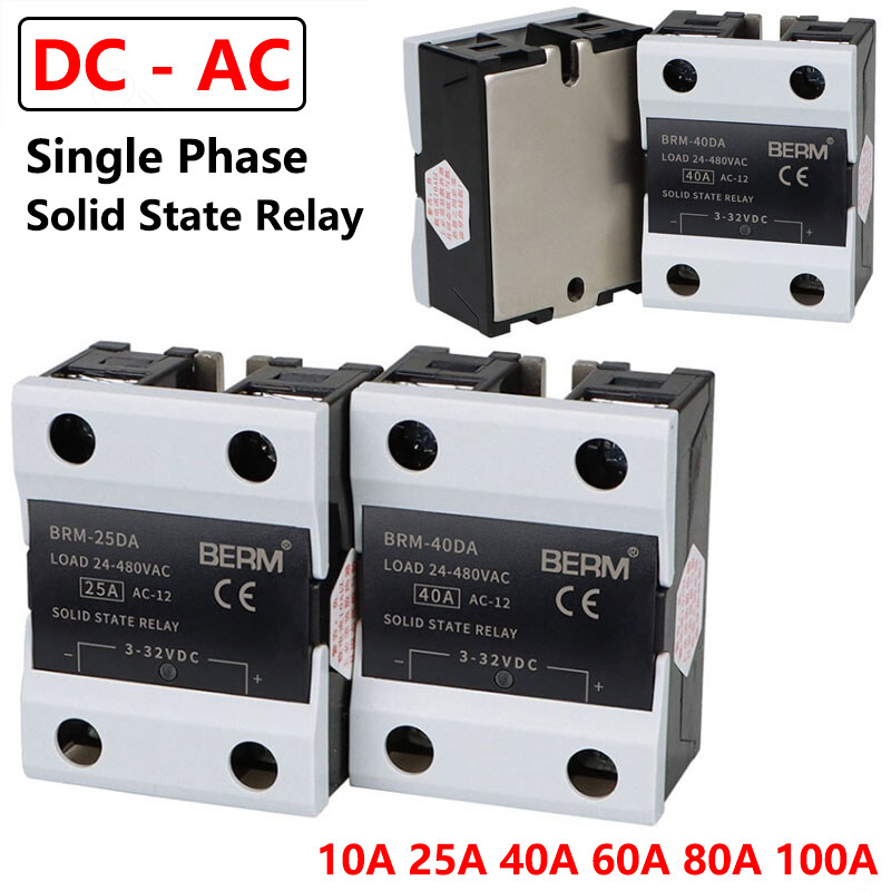 10A - 100A Single Phase BRM Solid State Relays Module DC 3V-32V to AC 24V-480V