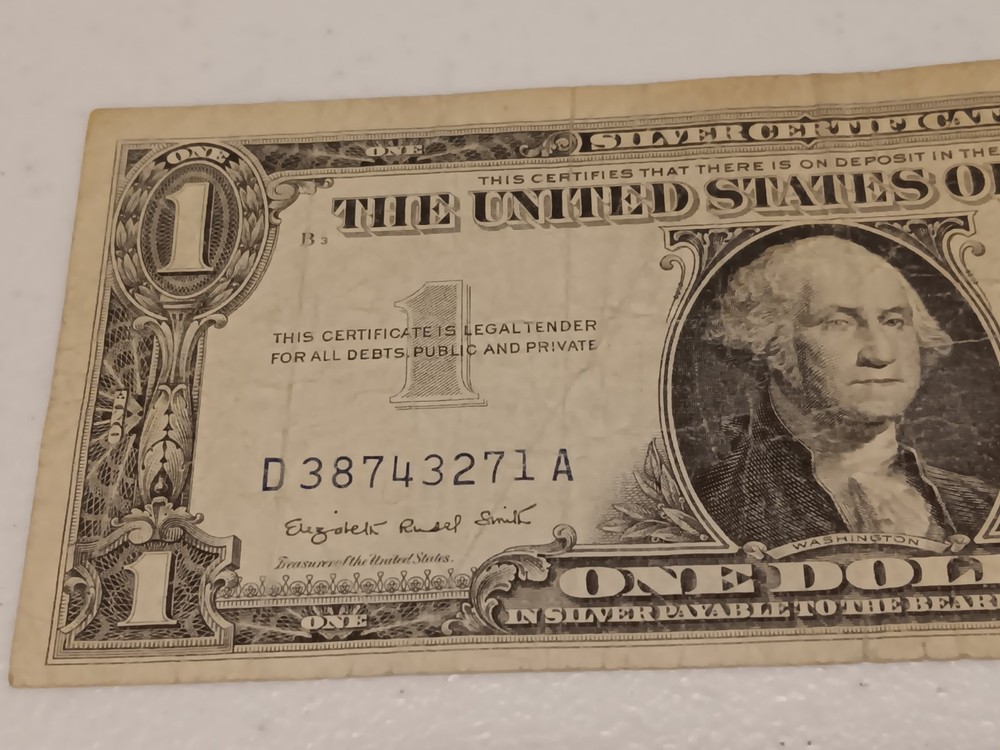 Error- 1957a $1 Blue Seal Silver Certificate- Insufficient Ink Error